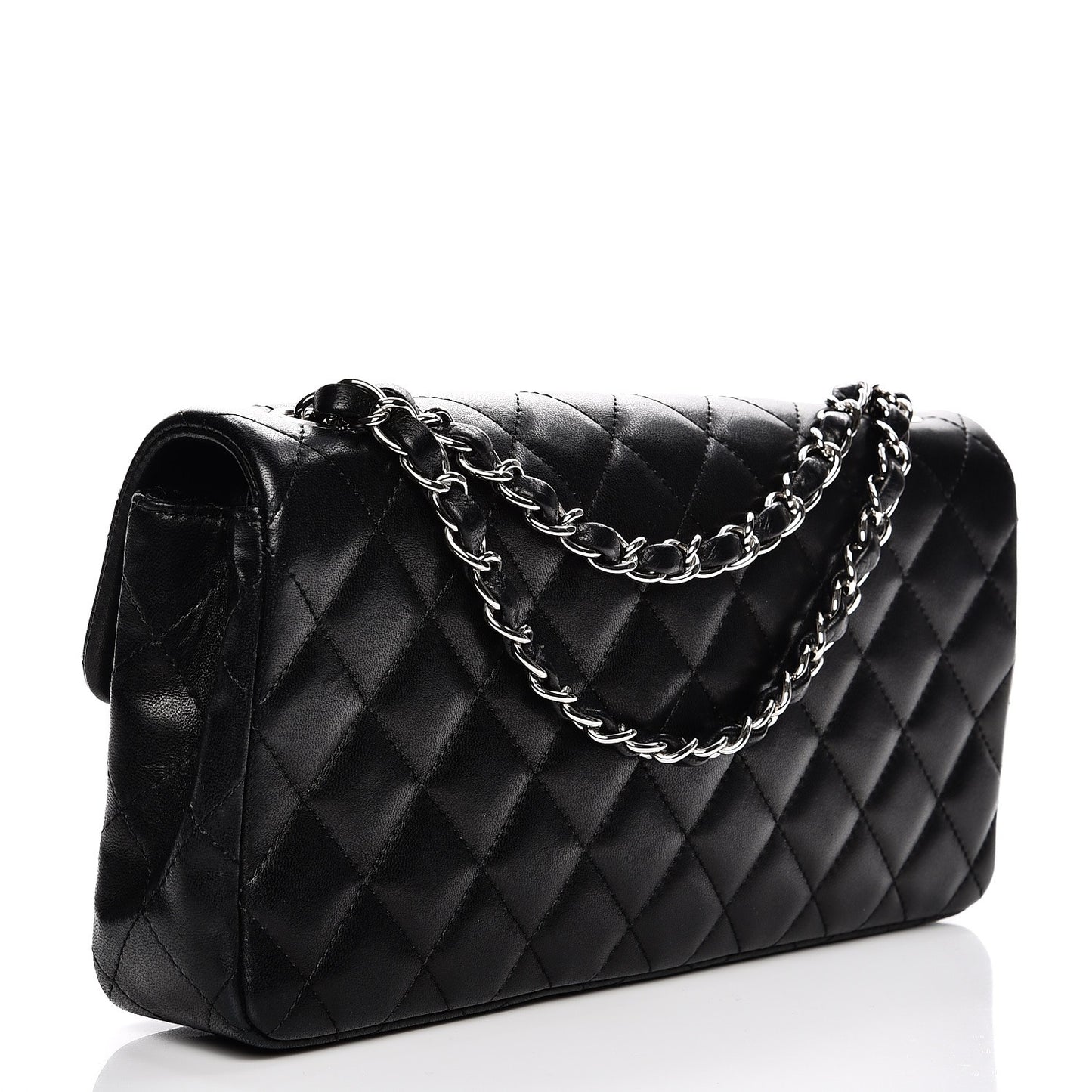 Lambskin Quilted East West Flap Black