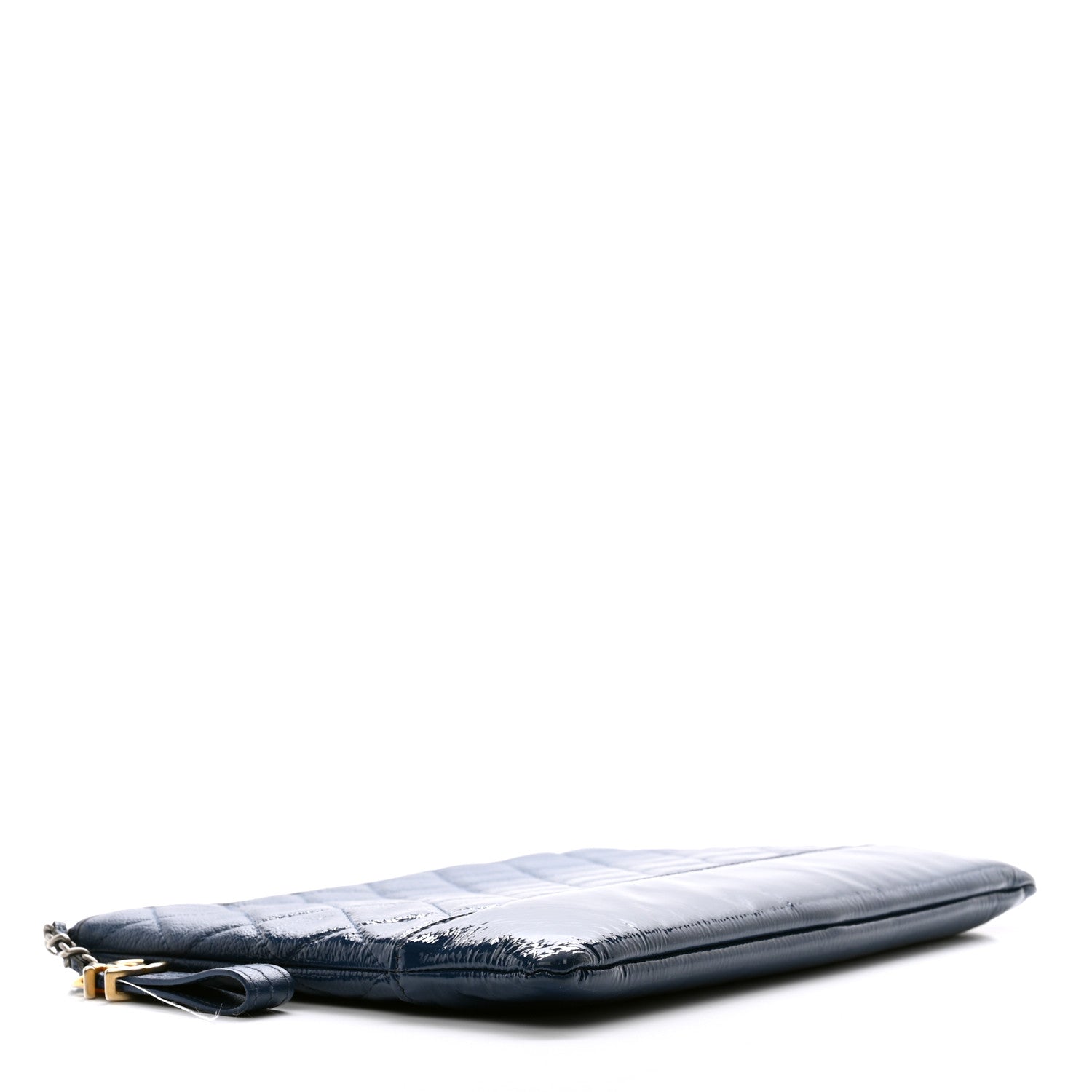 Chanel Patent Goatskin Quilted Medium Gabrielle Cosmetic Case Dark Blue 4 of 9