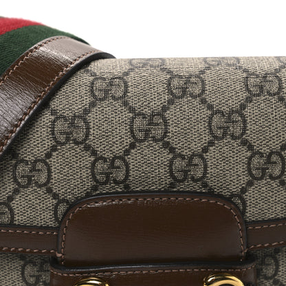Gucci GG Supreme Monogram Web Mini Horsebit 1955 Shoulder Bag Beige Brown Sugar 8 of 10