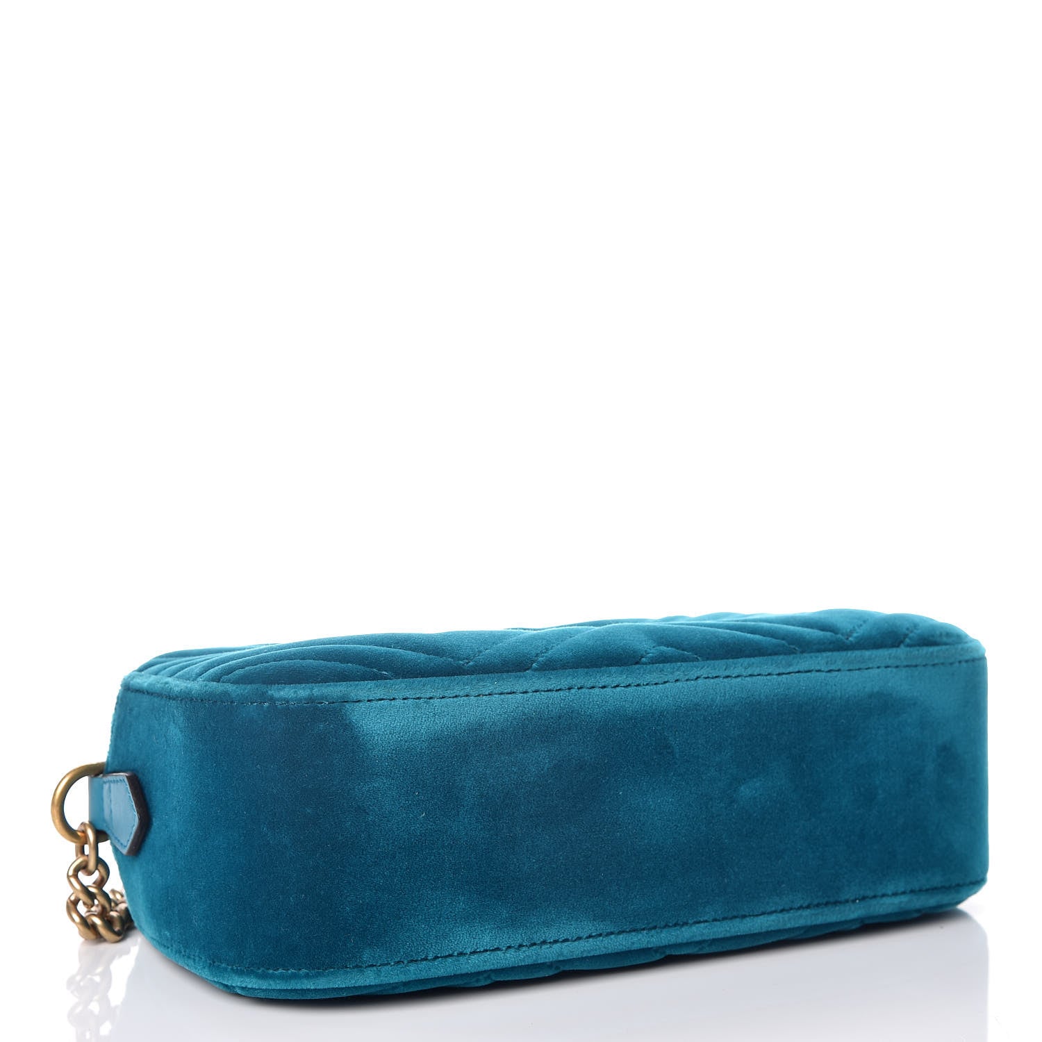 Gucci Velvet Matelasse Small GG Marmont Chain Shoulder Bag Pavone Cyan 4 of 10