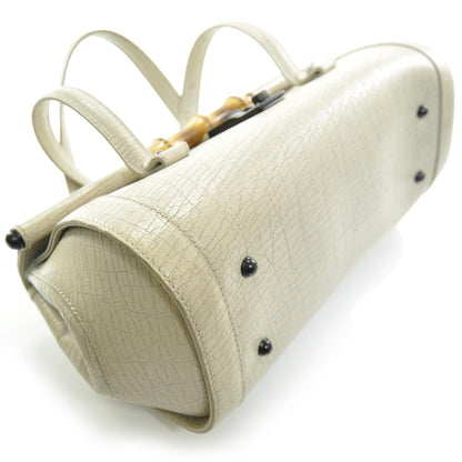Gucci Leather Bamboo Bullet Satchel Ivory 4 of 10