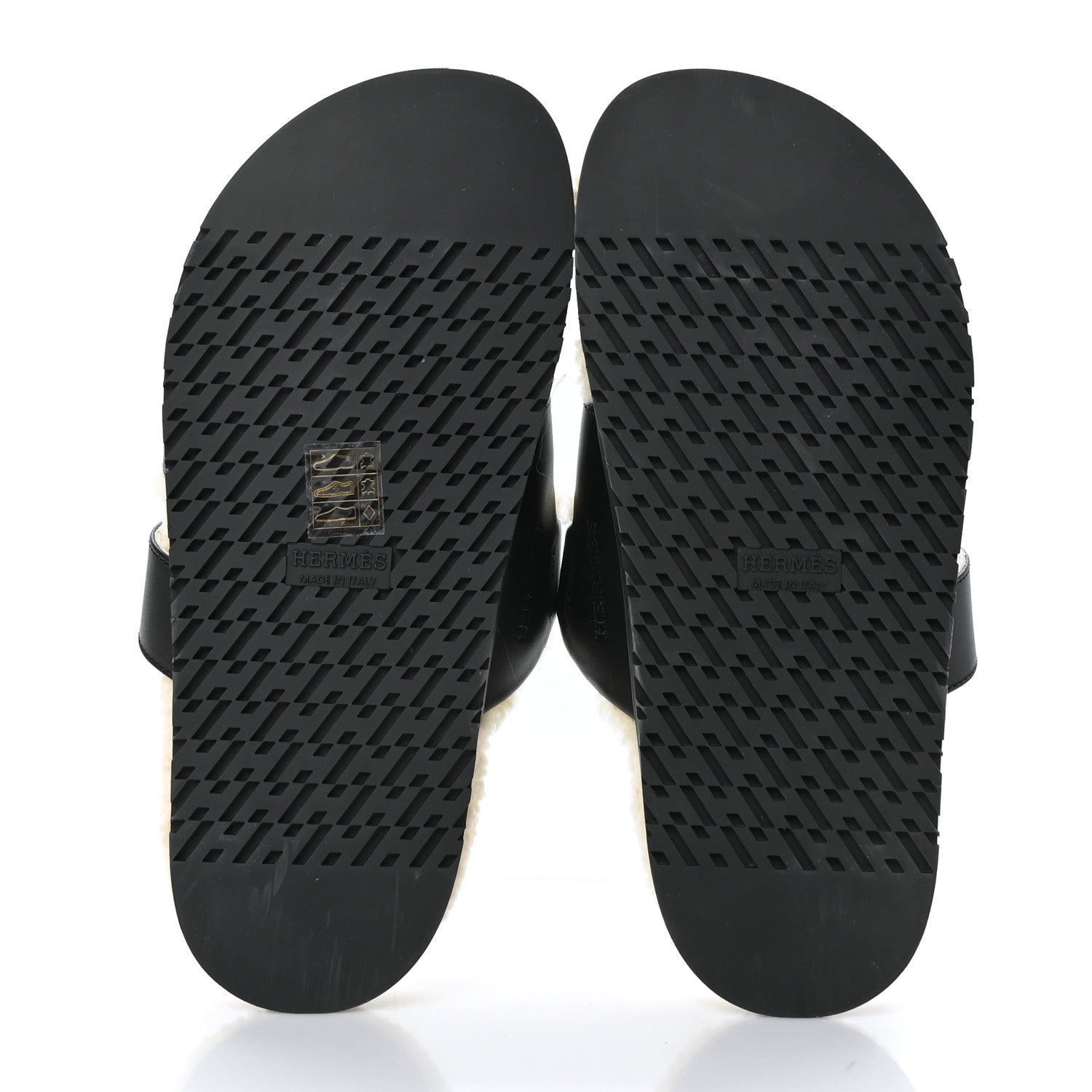 Hermes Veau Indios Woolskin Womens Chypre Sandals 36 Black Ecru 5 of 8