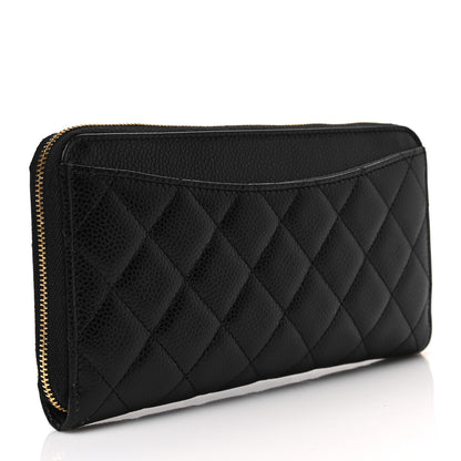 Chanel Caviar Quilted Large Gusset Zip Around Wallet Black 3 of 8