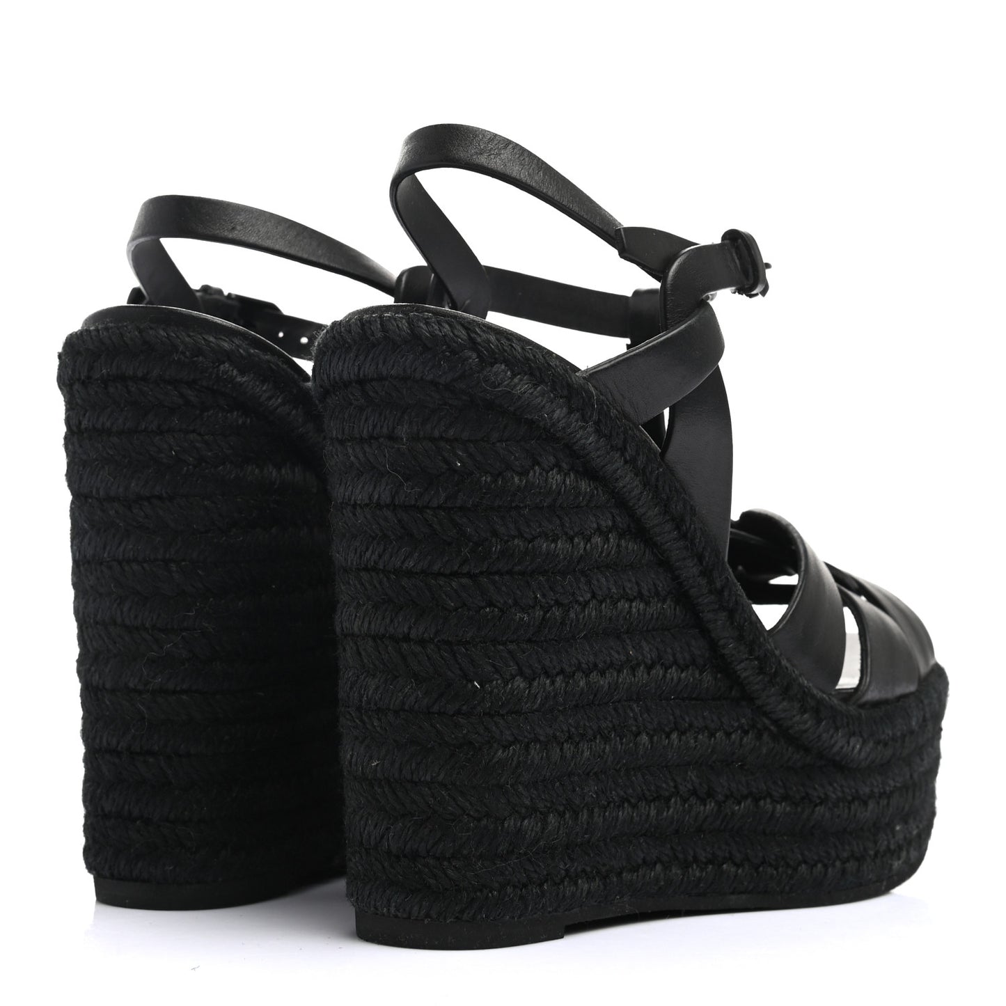 Calfskin 85 Platform Espadrille Wedge Sandals 36 Black
