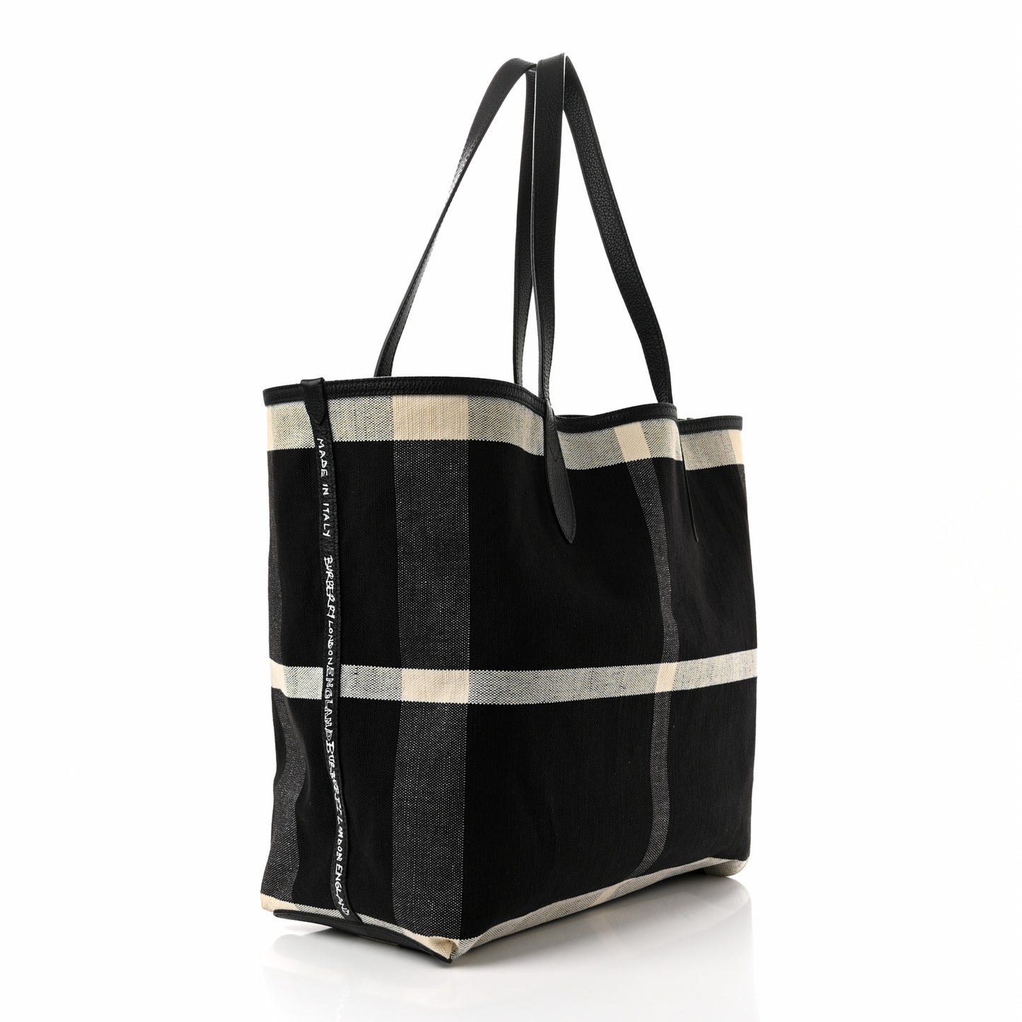 Coated Canvas Mega Check Sketchbook Medium Reversible Doodle Tote Black