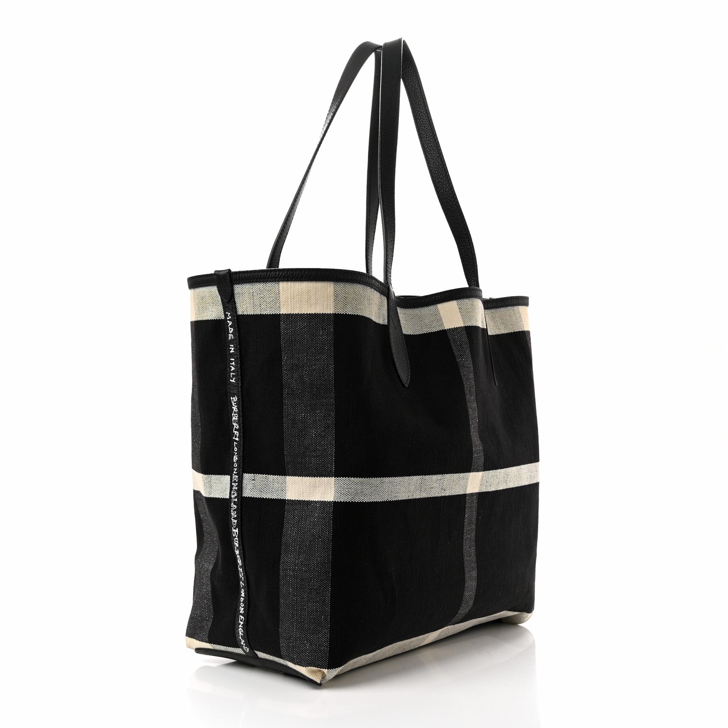 Burberry Coated Canvas Mega Check Sketchbook Medium Reversible Doodle Tote Black 17 of 27