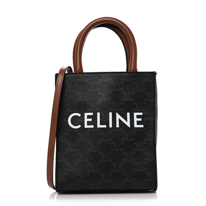 Celine Triomphe Canvas Calfskin Mini Vertical Cabas Tan 1 of 8