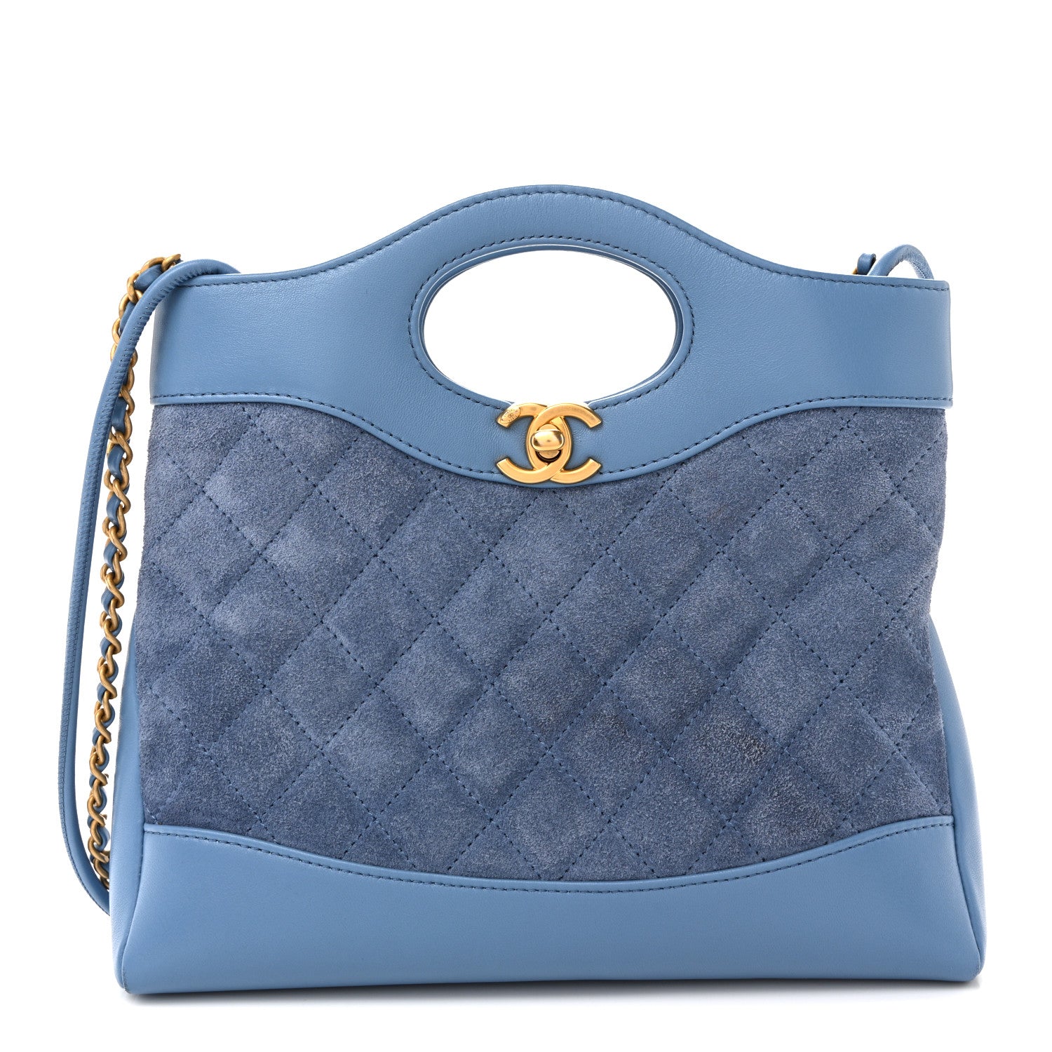 Chanel Calfskin Suede Quilted Mini 31 Shopping Bag Blue 1 of 10