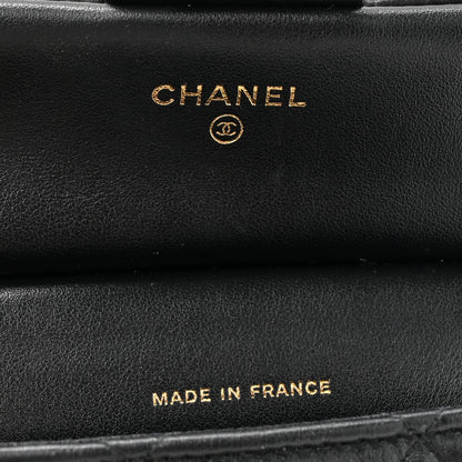 Chanel Calfskin Quilted Lady Handle Flap Card Holder With Chain Black 7 of 12