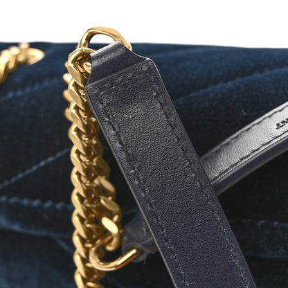 Saint Laurent Velvet Y Quilted Monogram Small Loulou Chain Satchel Medium Blue 12 of 15