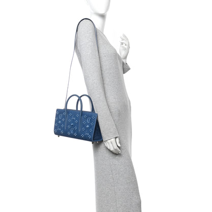 Christian Louboutin Denim Calfskin Studded Loubinthesky Paloma Baguette Blue 2 of 9