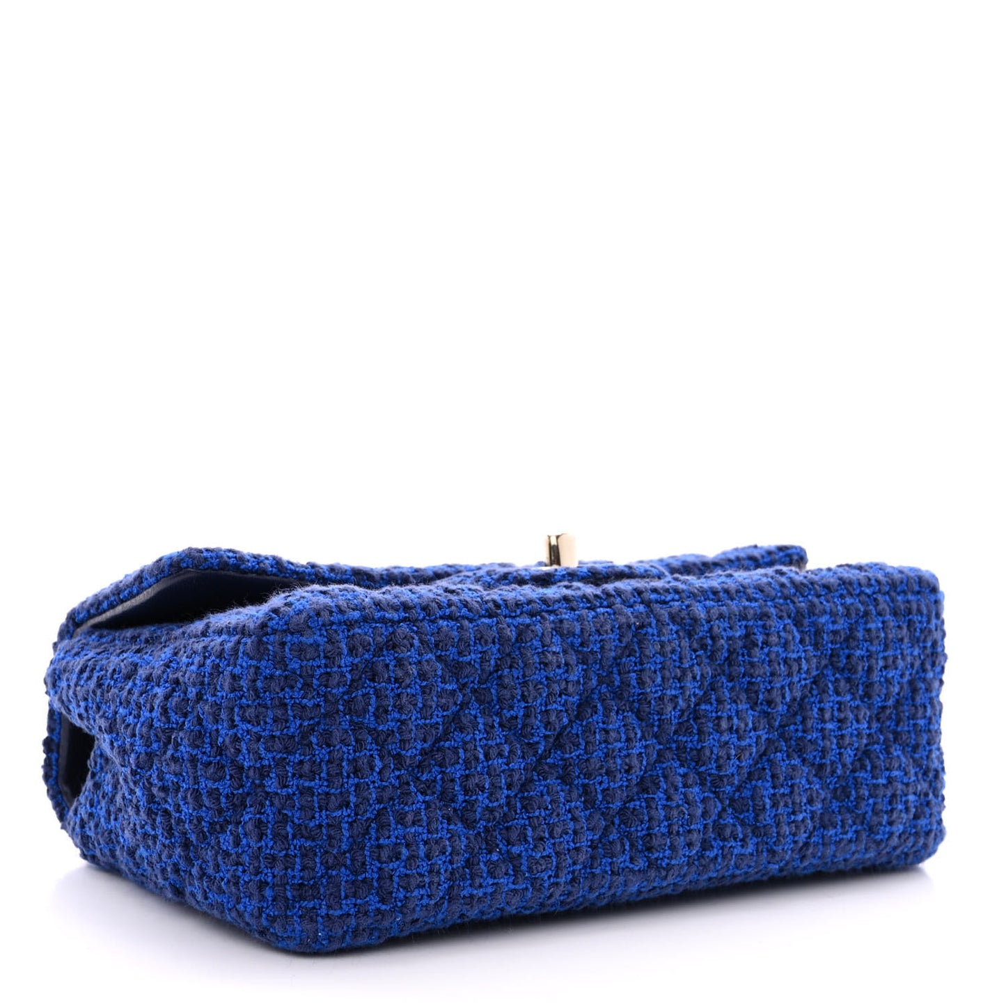 Tweed Quilted Mini Rectangular Flap Blue