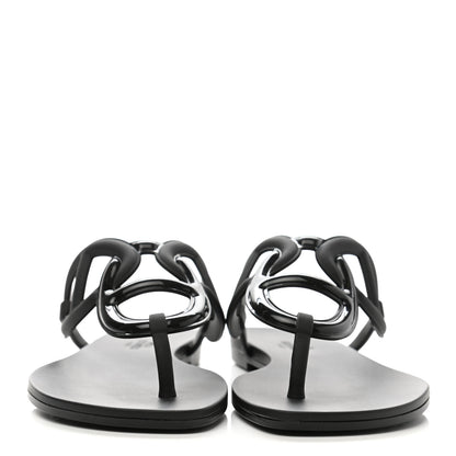 Hermes Rubber Womens Egerie Sandals 37 Black 2 of 9