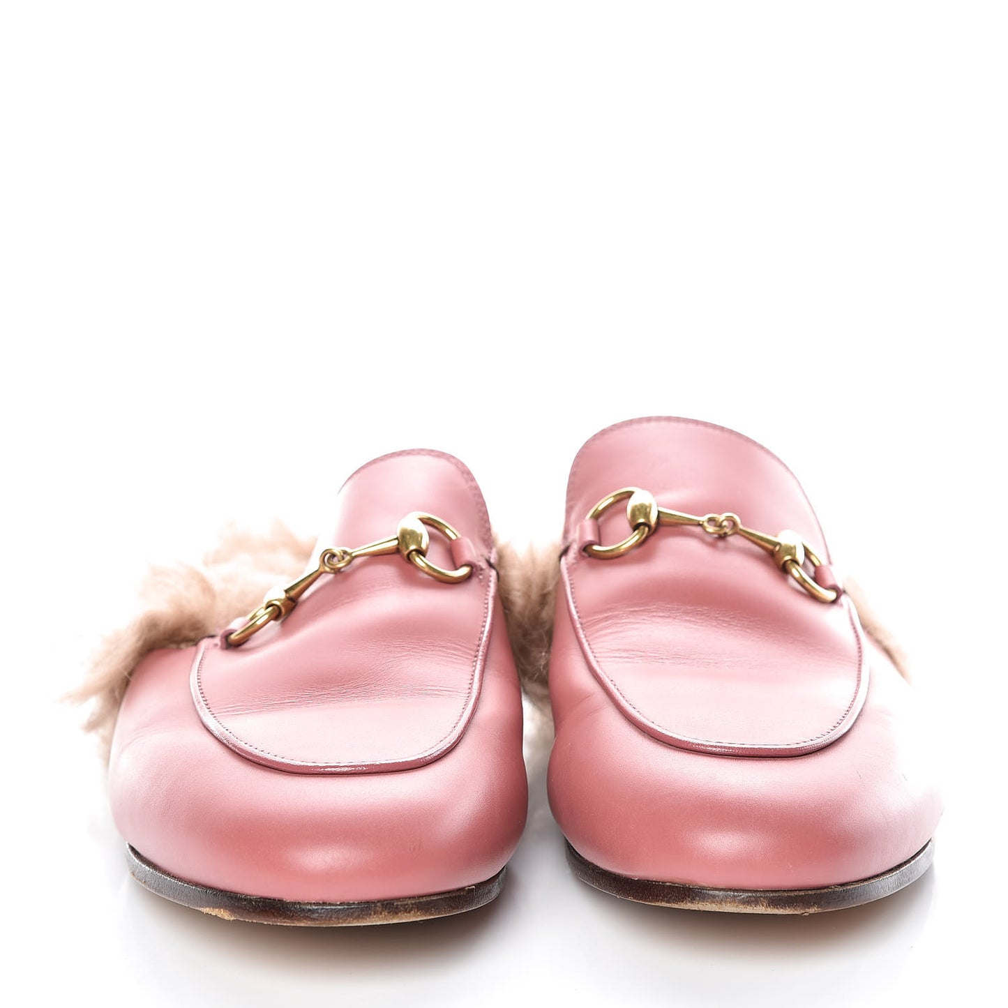 Calfskin Fur Womens Princetown Slippers 36.5 Lipstick Rose Natural