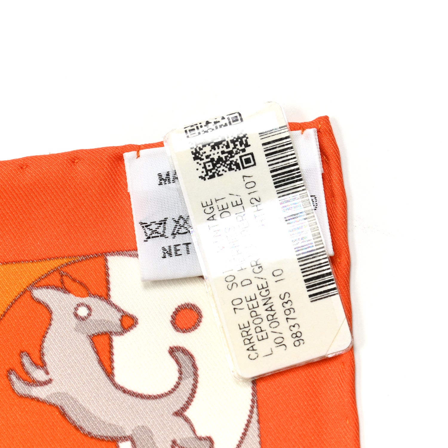 Hermes Silk L'Epopee D'Hermes Detail Scarf 70 Orange Gris Perle 3 of 5