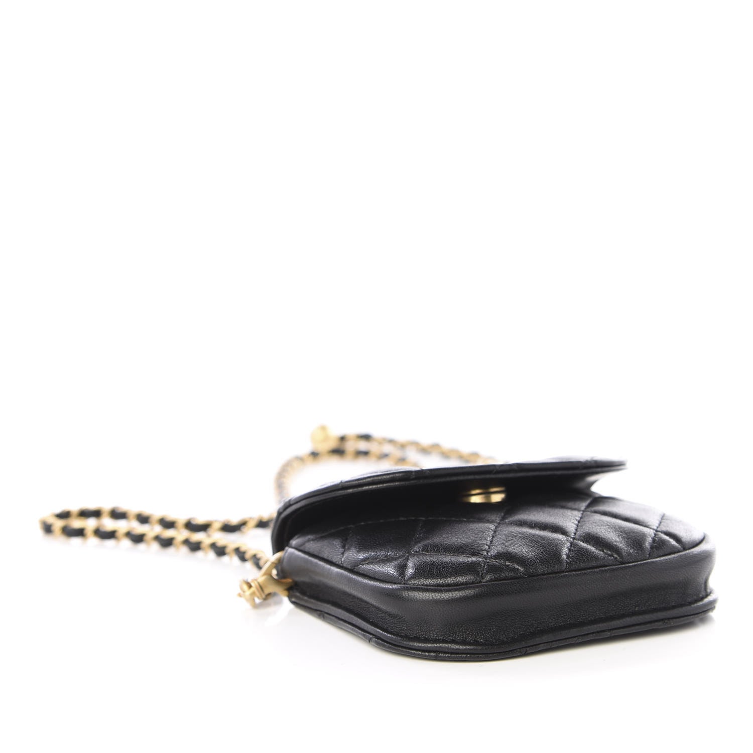 Chanel Lambskin Quilted Pearl Crush Waist Bag Black 3 of 10