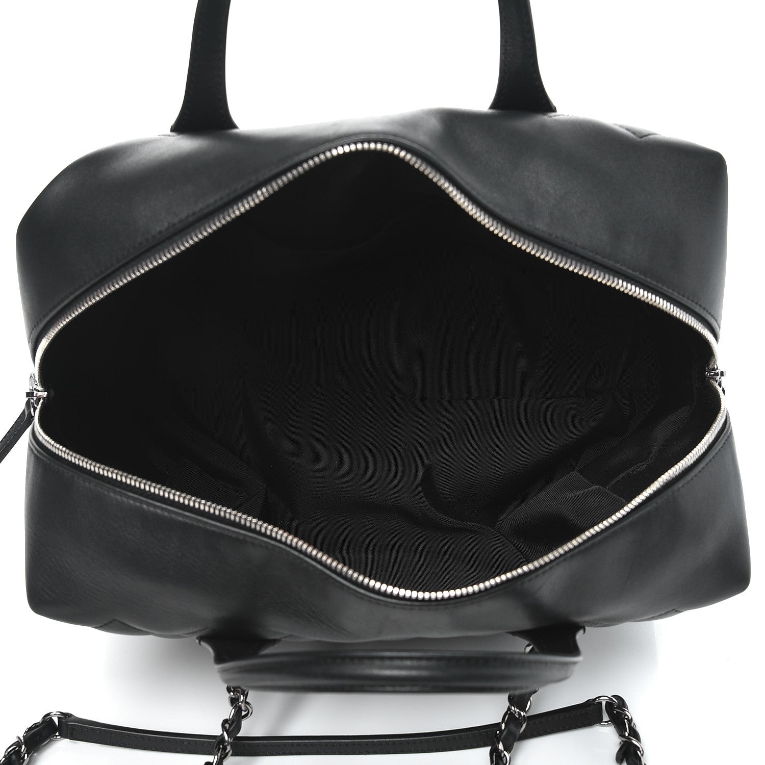 Chanel Calfskin Quilted Feather Weight Bowling Bag Black 6 of 15