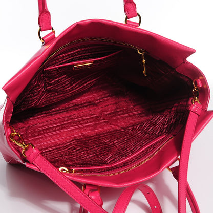 Prada Saffiano Lux Double Handle Shopping Tote Peonia 5 of 10