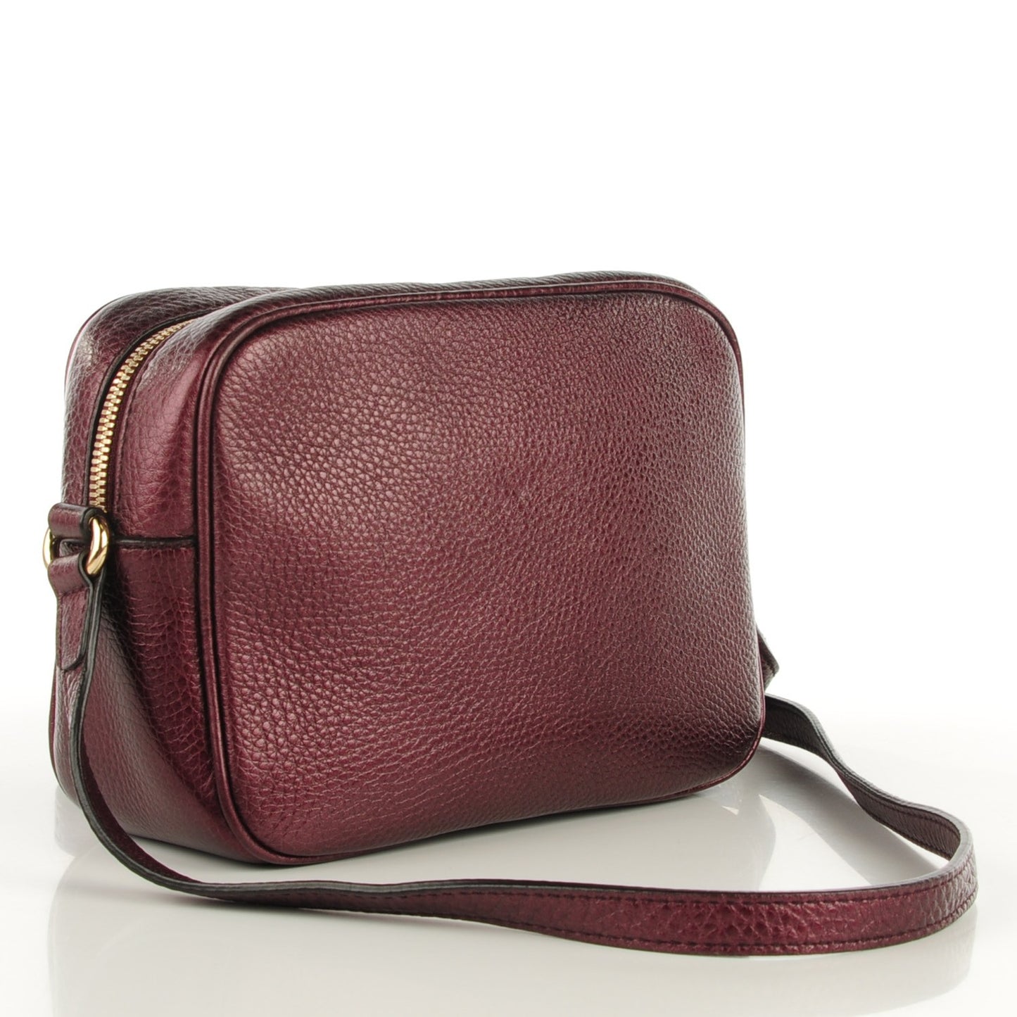 Metallic Pebbled Calfskin Small Soho Disco Bag Burgundy