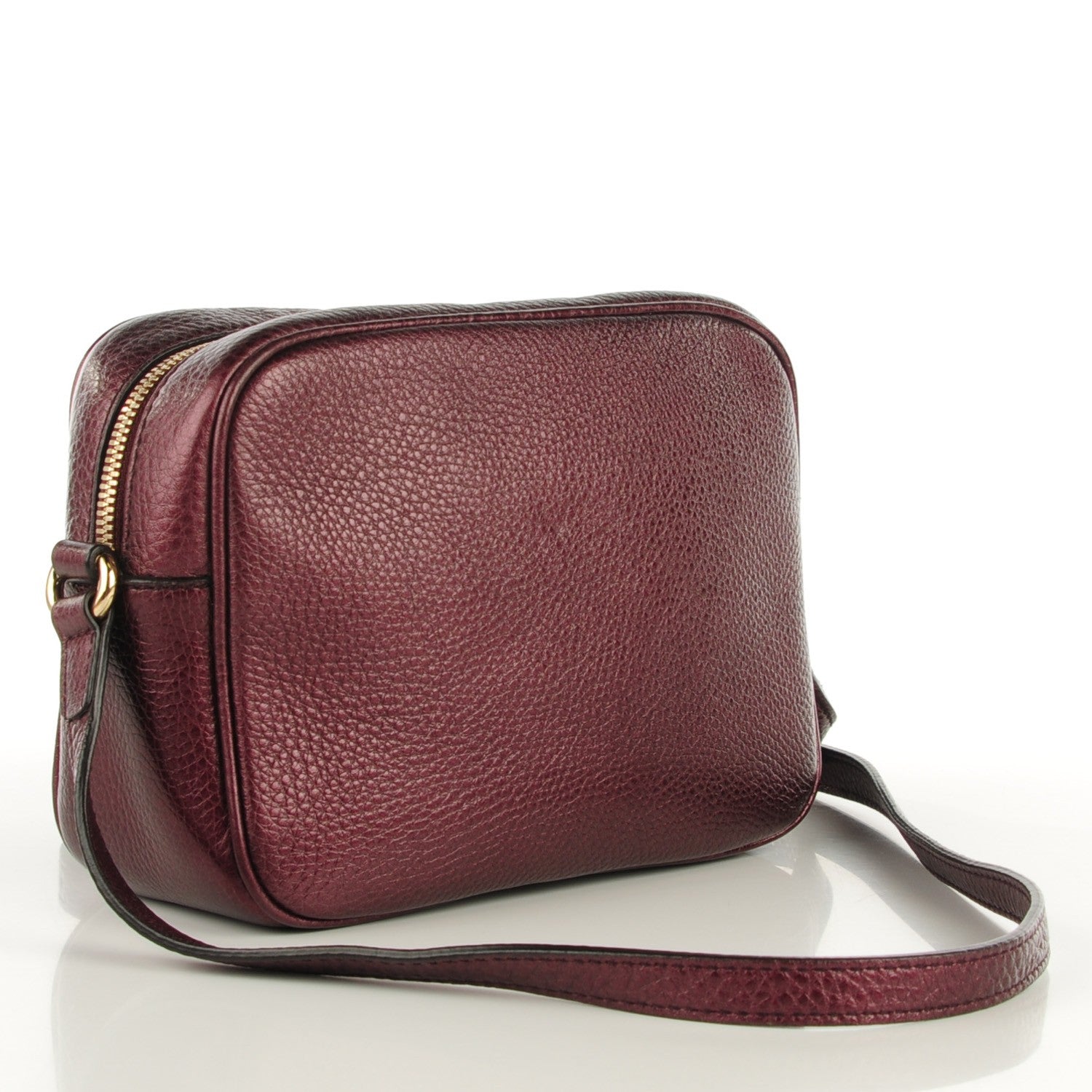 Gucci Metallic Pebbled Calfskin Small Soho Disco Bag Burgundy 3 of 7