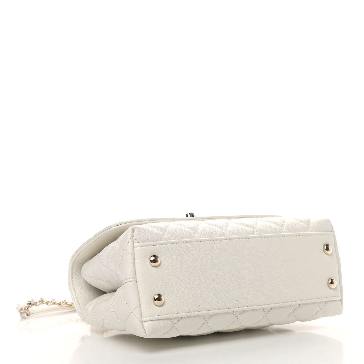 Caviar Quilted Mini Coco Handle Flap White