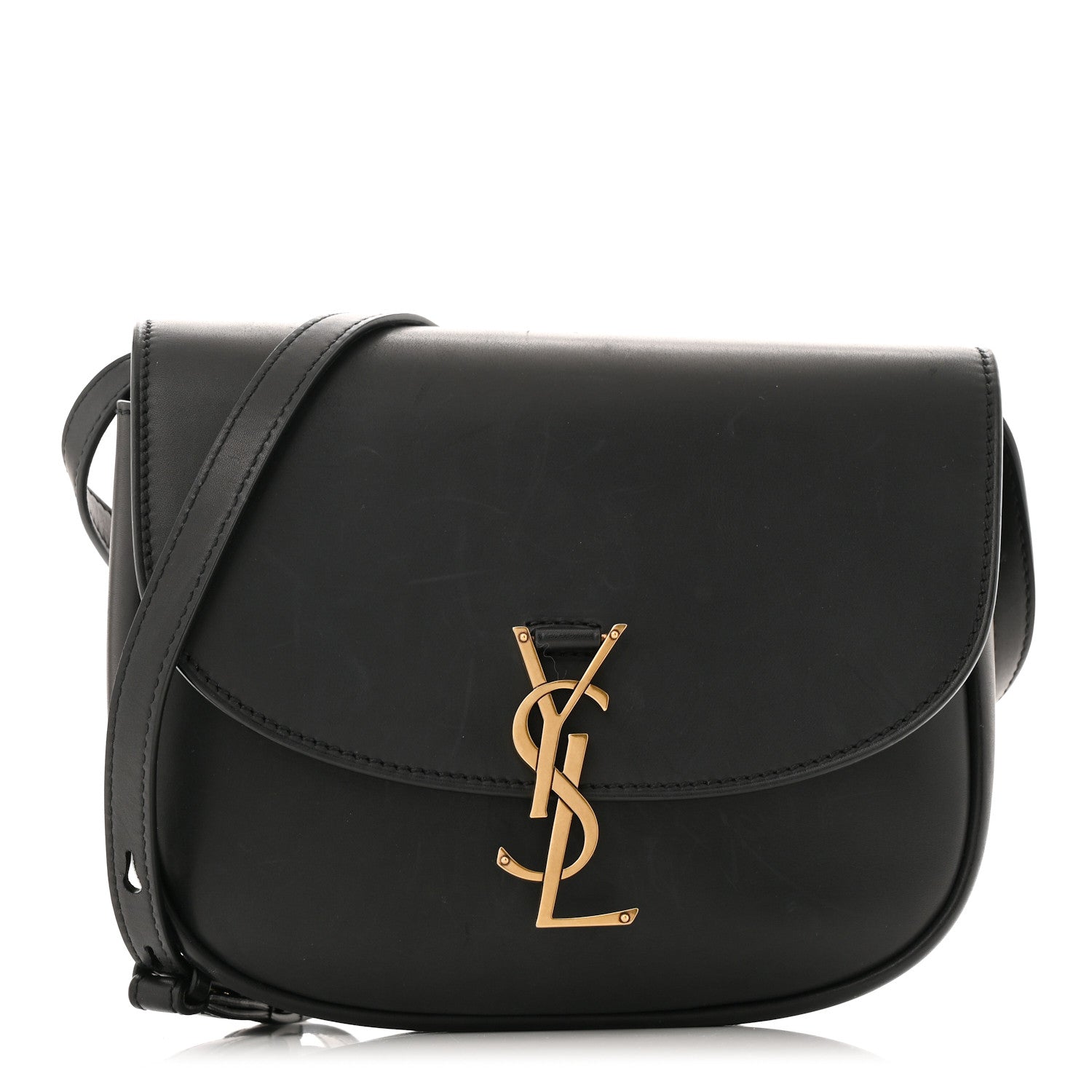 Saint Laurent Smooth Calfskin Monogram Medium Kaia Satchel Black 1 of 18