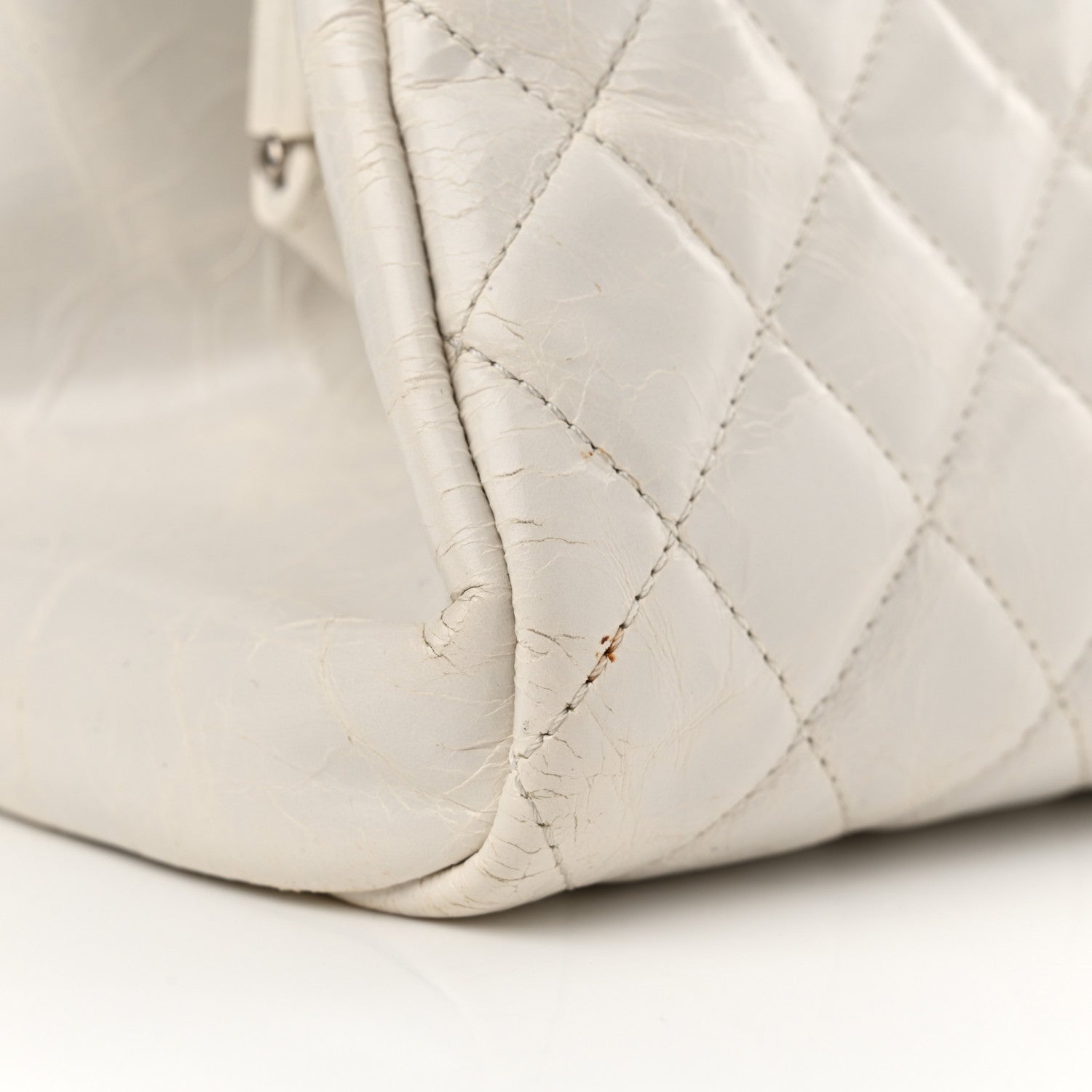 Chanel Glazed Calfskin Quilted Medium Just Mademoiselle Bowling Bag White 13 of 19