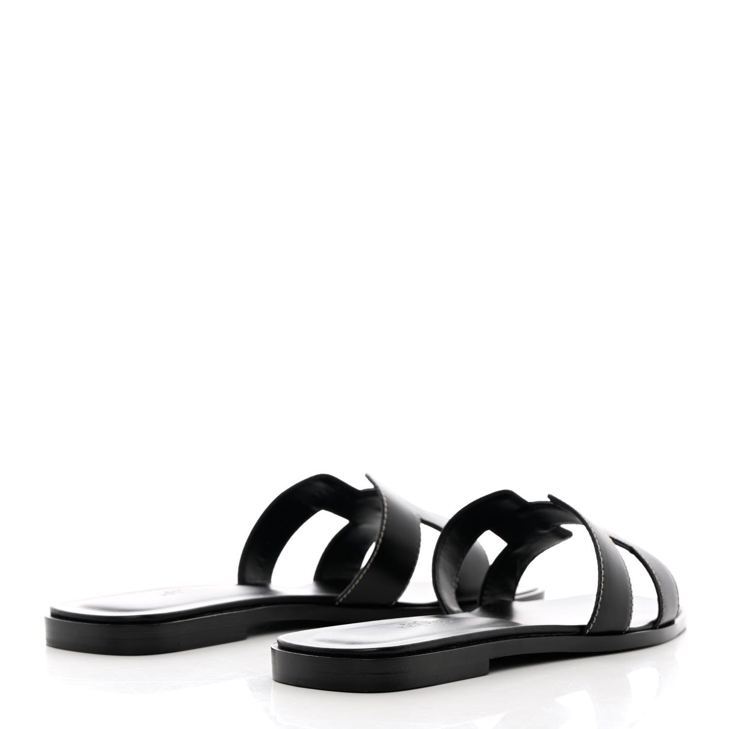 Hermes Box Calfskin Oran Sandals 38 Black 4 of 10