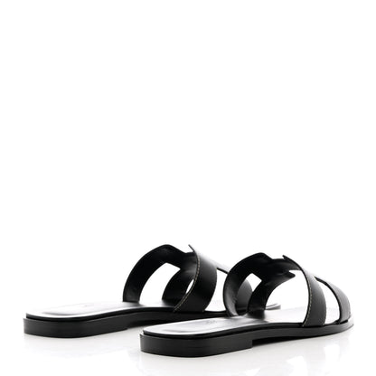 Hermes Box Calfskin Oran Sandals 38 Black 4 of 10
