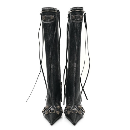 Balenciaga Nappa Denim Printed Cagole 90mm Boots 37 Black 2 of 7