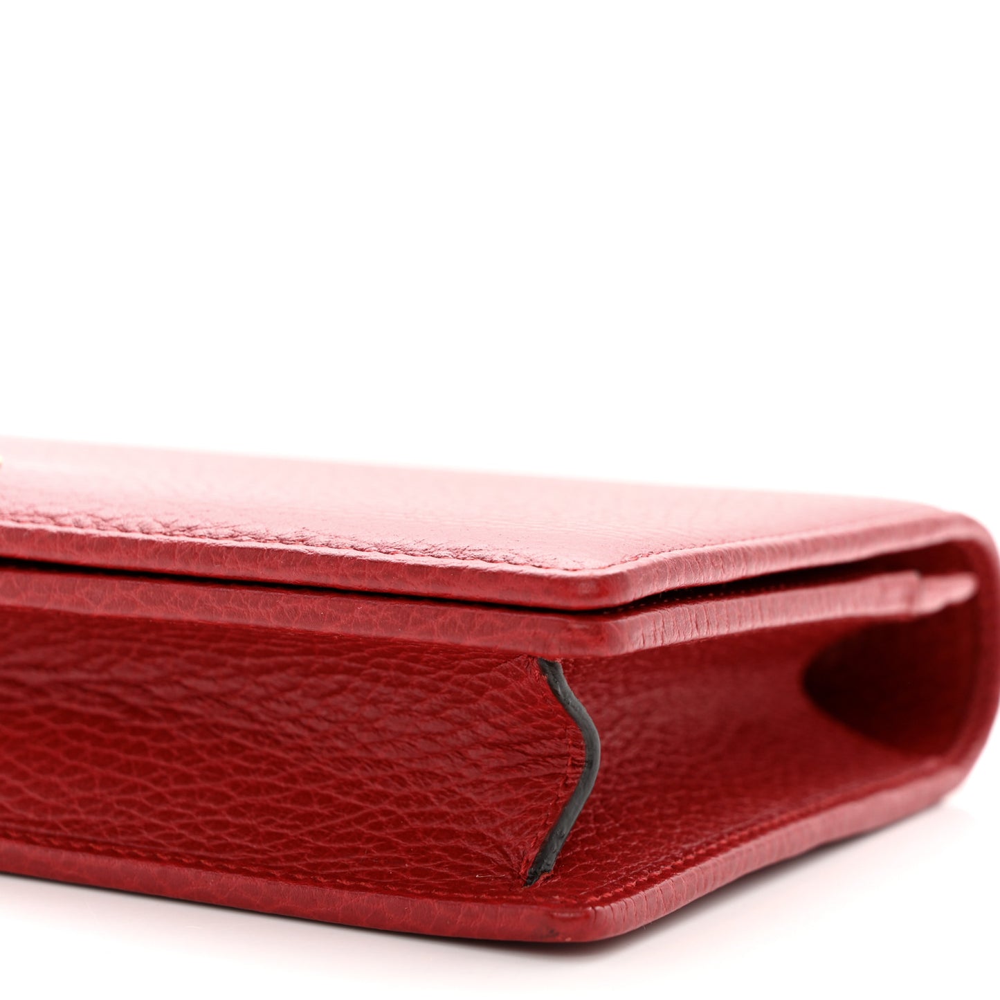 Dollar Calfskin Mini GG Marmont Chain Wallet Hibiscus Red