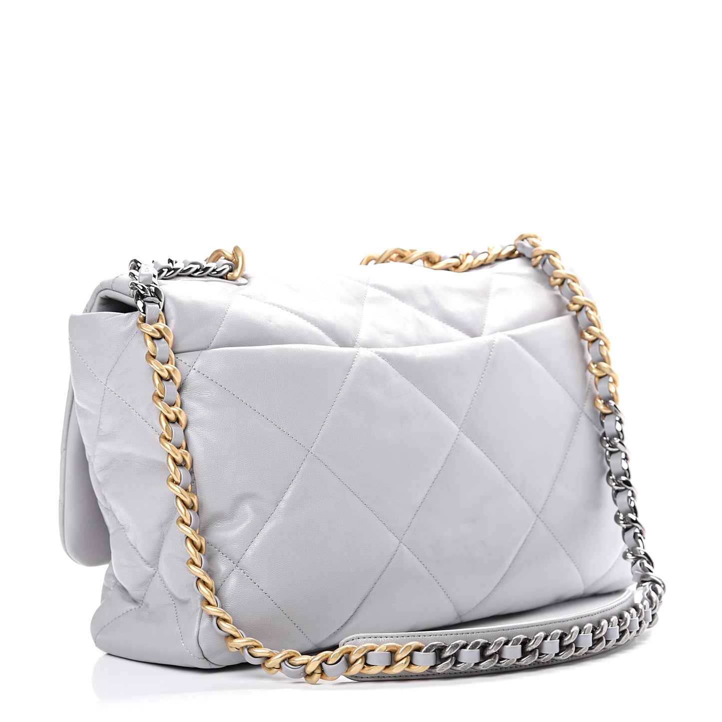Goatskin Quilted Maxi 19 Flap Grey