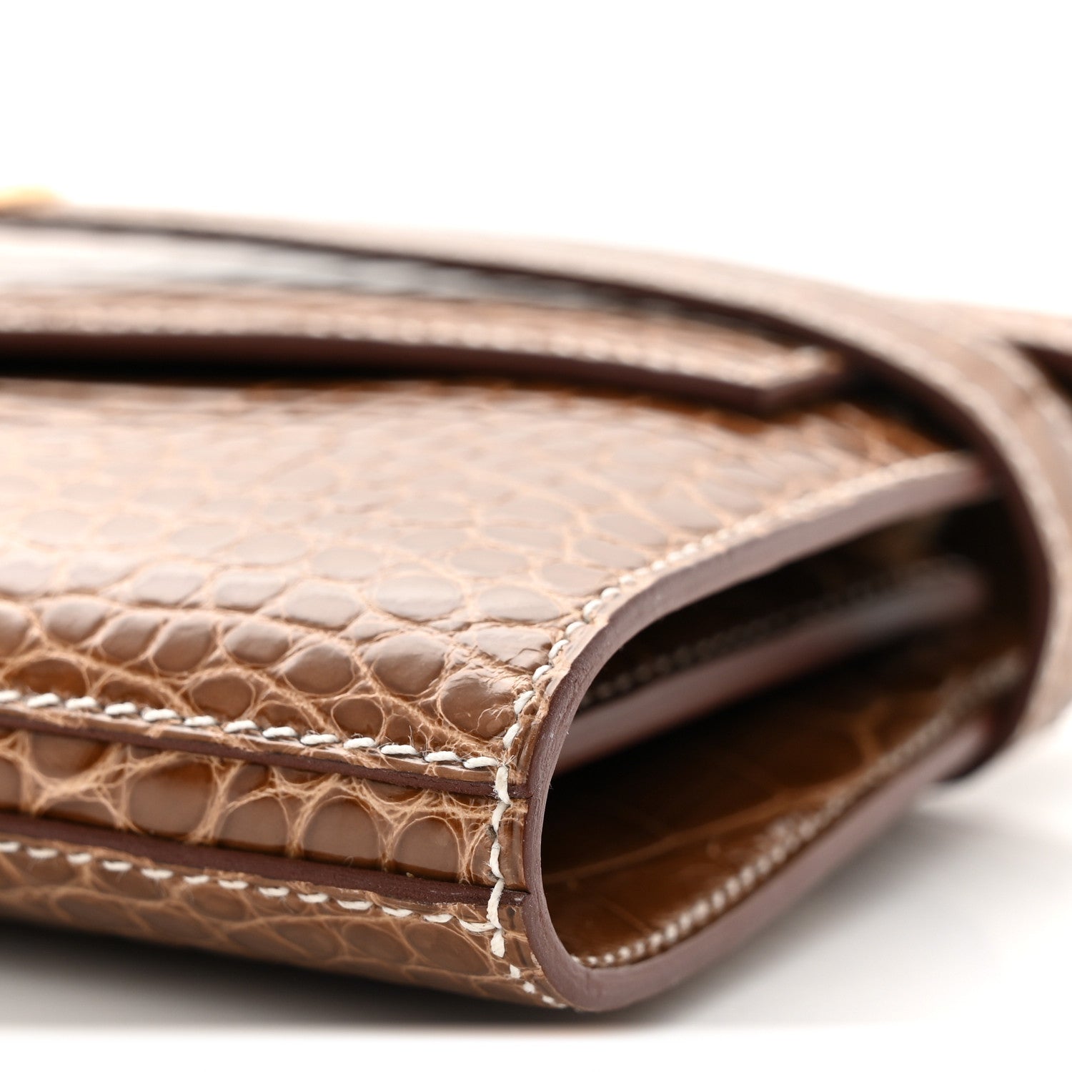 Hermes Shiny Alligator Kelly Longue Wallet Ficelle 10 of 12