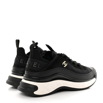 Chanel Velvet Calfskin Mixed Fibers CC Sneakers 37.5 Black 4 of 13