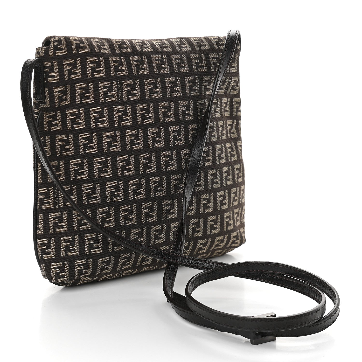 Fendi Zucchino Vitello Tube Messenger Bag Testa di Moro Beige 3 of 9