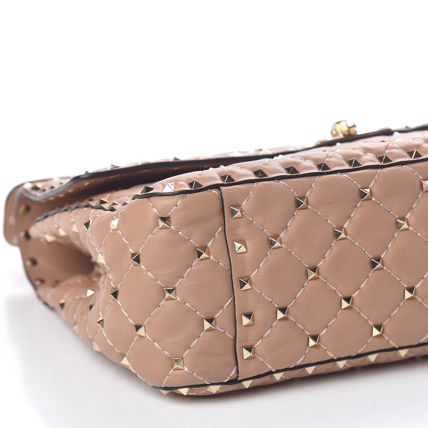 Nappa Large Rockstud Spike Shoulder Bag Soft Noisette