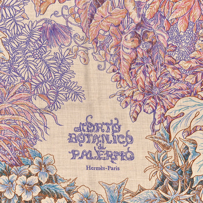 Hermes Cashmere Silk All'Orto Botanico di Palermo 140 Rose Naturel Bleu 2 of 3