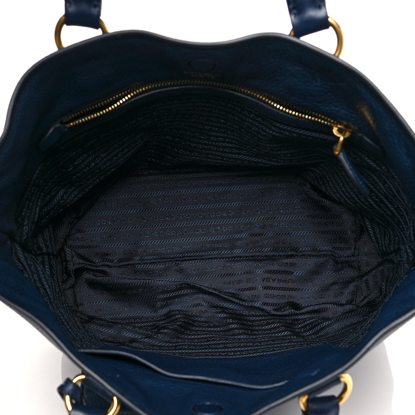 Vitello Daino Pocket Shopping Tote Blue