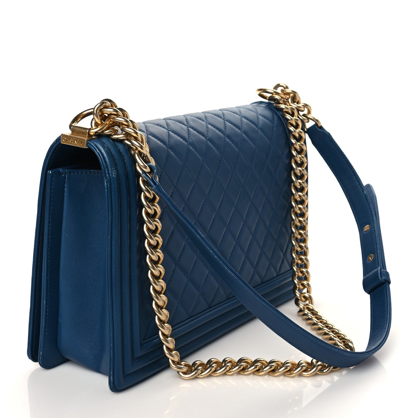 Lambskin Quilted New Medium Boy Flap Dark Blue