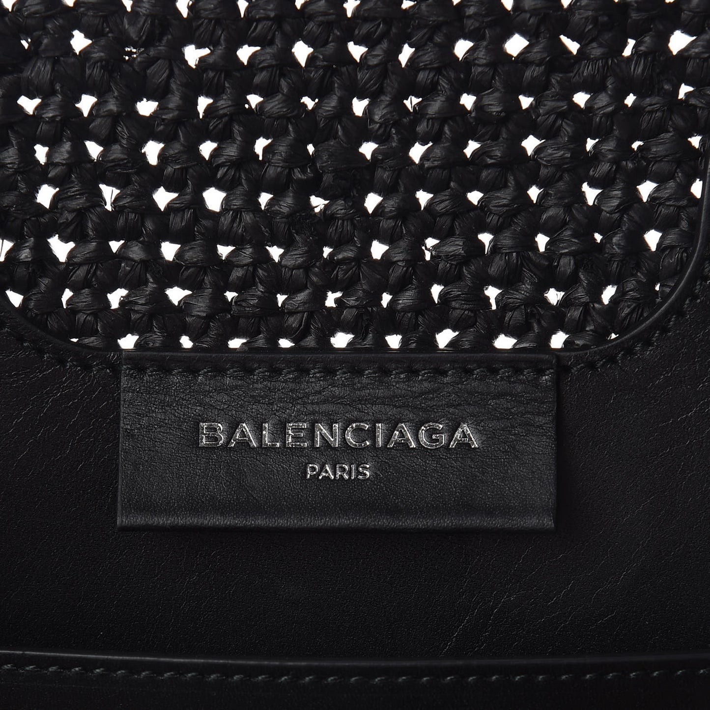 Raffia Bi-Color Panier Basket Tote Natural Black