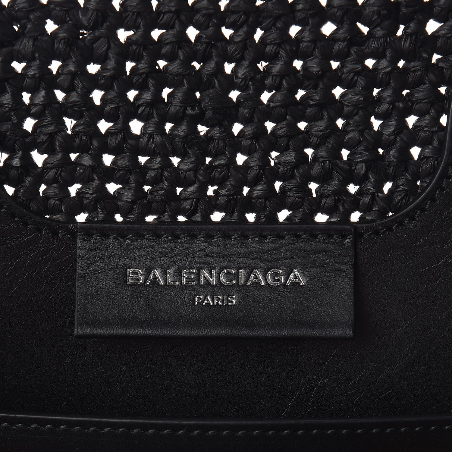 Balenciaga Raffia Bi-Color Panier Basket Tote Natural Black 6 of 10