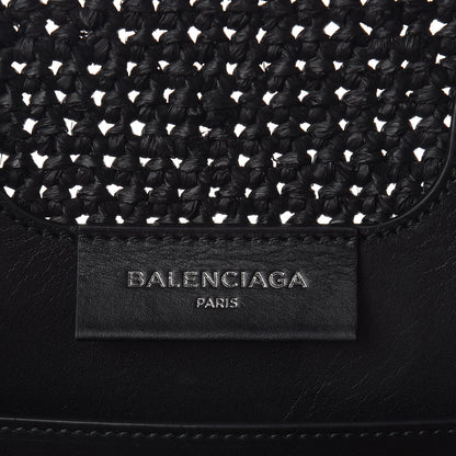 Balenciaga Raffia Bi-Color Panier Basket Tote Natural Black 6 of 10
