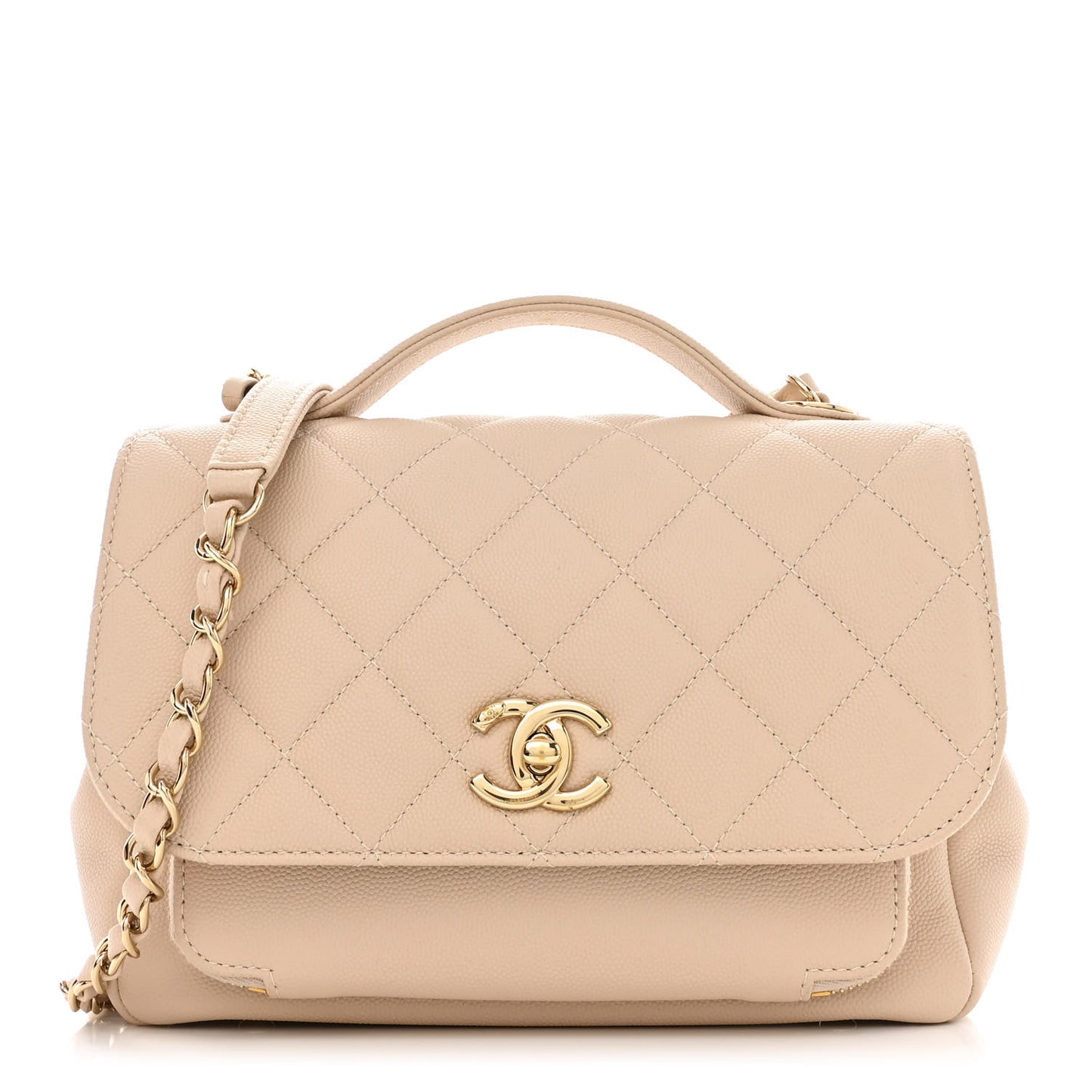 Caviar Quilted Medium Business Affinity Flap Beige