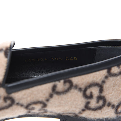 Gucci Covered Wool GG Monogram Womens Jordaan Loafers 38.5 Beige Ebony Black 7 of 9