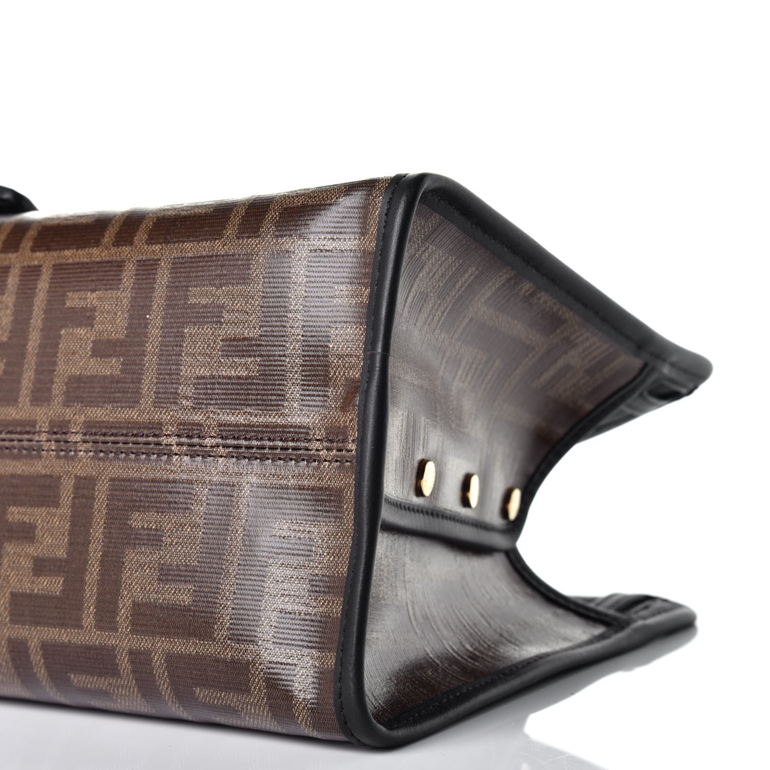Fendi Glazed Fabric Vitello Century FF 1974 Stamp Patch Mini Peekaboo Defender Cover Mogano Panna Black 8 of 8