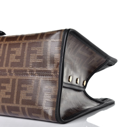 Fendi Glazed Fabric Vitello Century FF 1974 Stamp Patch Mini Peekaboo Defender Cover Mogano Panna Black 8 of 8