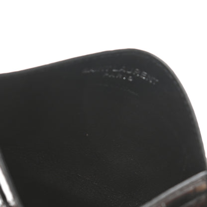 Saint Laurent Calfskin Crocodile Embossed Monogram Credit Card Case Black 5 of 8
