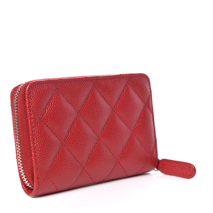 Chanel Caviar Quilted Zip Coin Purse Red 3 of 8