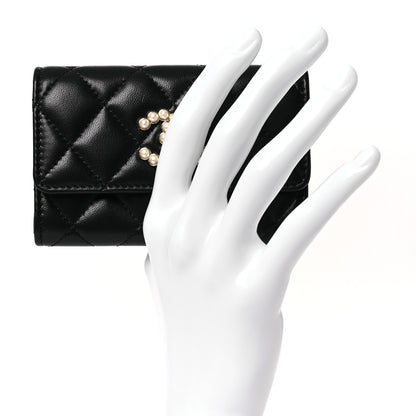 Chanel Lambskin Quilted Pearl CC Chanel Flap Card Holder Black 2 of 10