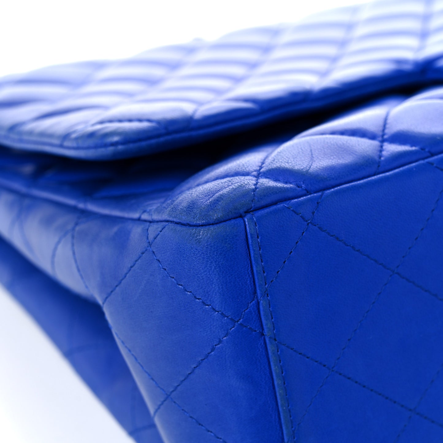 Lambskin Quilted Maxi Single Flap Blue